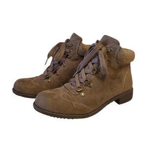 White Mountain CLIFFS Brown Faux Suede Sweater Trim Hiking Boots SZ 7.5